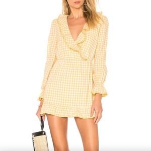 Tularosa Charleston Yellow Gingham Ruffle Mini Dress